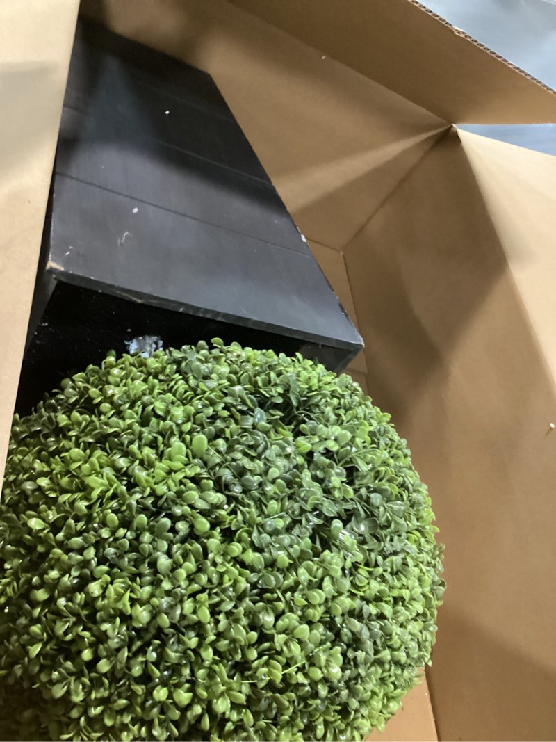 Condition photo showing Good Condition for 29in Artificial Plants with LED Lights,Artificial Boxwood Topiary Trees Artificial Outdoor with Pot, Artificial Plant Shrub for Front Porch Home Office Decor…