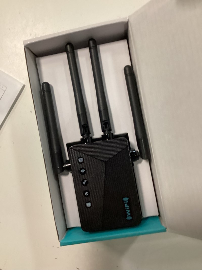 Condition photo showing Good Condition for 2026 wifi extender signal booster for home & outdoor - 5x faster internet booster with ethernet port, covers 15,000+ sq.ft house & yard | long range wireless repeater amplifier, works with any router black