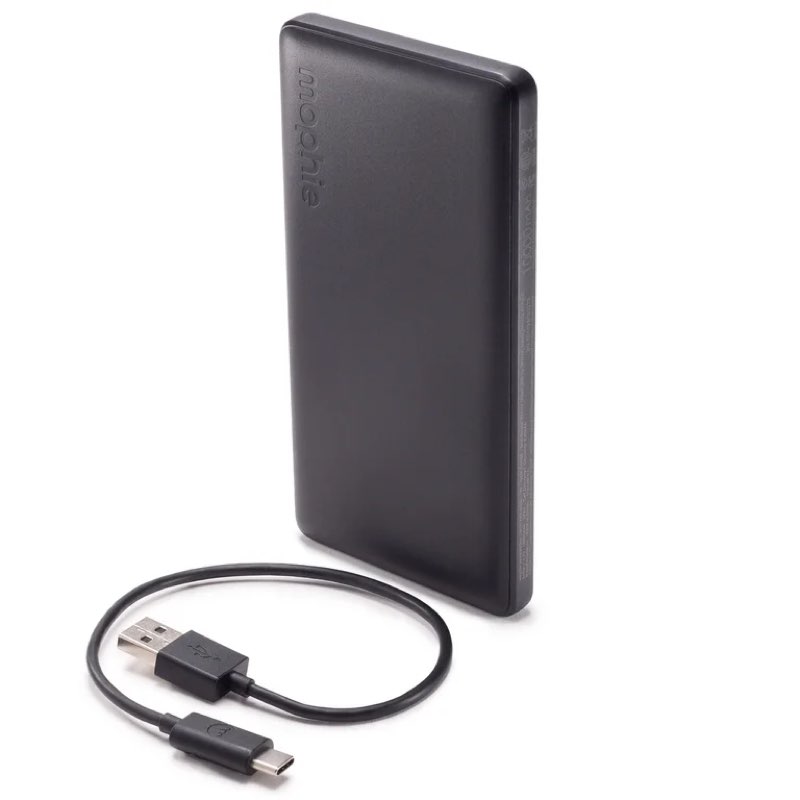 mophie 10k portable power bank and portable charger - usb-a and usb-c inputs -portable charger compatible with iphone, ipad, airpods, samsung galaxy, pixel & more - includes charging cable - black