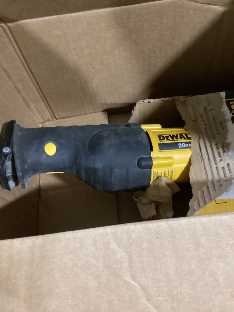 Condition photo showing As Is for DEWALT 20V MAX Reciprocating Saw, 3,000 Strokes Per Minute, Variable Speed Trigger, Bare Tool Only (DCS380B) Recip Saw Only Saw