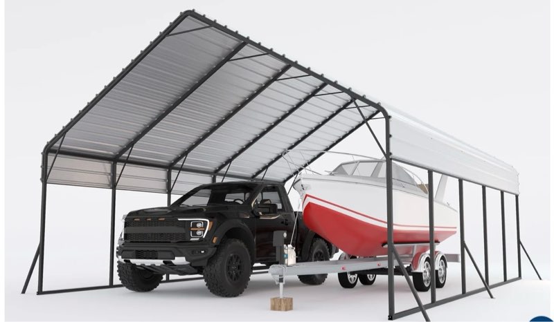 garvee 20'x25'x13' heavy-duty metal carport, extra tall 2-car shelter with reinforced steel frame, all-weather protection for trucks, boats & rvs