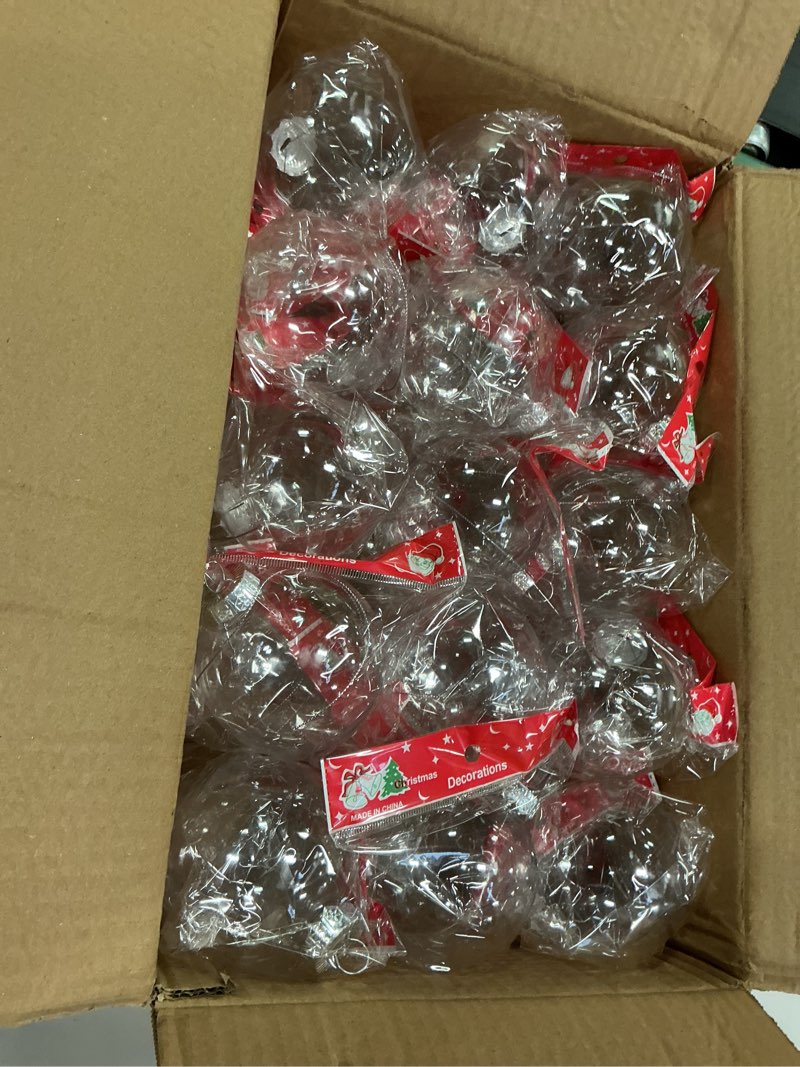 Condition photo showing Good Condition for Kingrol 30 Pack 3.15 Inch Clear Plastic Fillable Ornament Balls, for DIY Craft Projects, Christmas, Wedding, Party, Home Decor