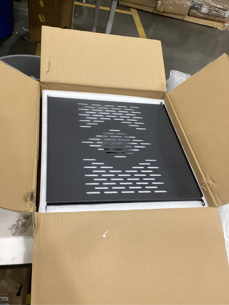 Condition photo showing New/Like New for riveco 2u server rack shelves for 19" network cabinet, rack mount vented cantilever trays for deep it & audio equipment, 18" depth, 2 pcs black 18 inch