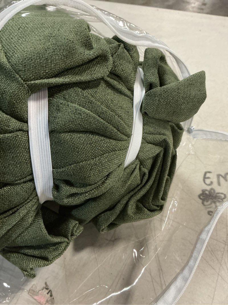 Condition photo showing Good Condition for 102 inch long linen blended curtains for sliding glass patio door 2 pcs, back tab pinch pleated drapes for track system with hooks, semi sheer country winodw curtains 42x102-loden/olive green loden olive 42"w x 102"l (pack of 2)