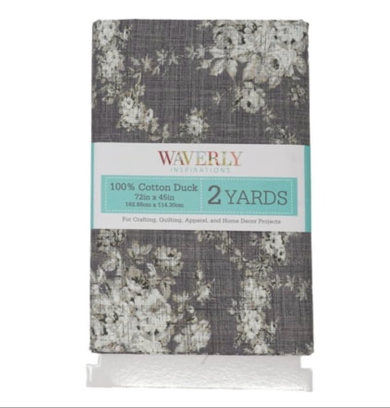 Waverly Inspirations 2 Yard Cut 100% Cotton Duck Print Fabric Dis-Floral Grey  45  Wide for Quilting & Sewing
