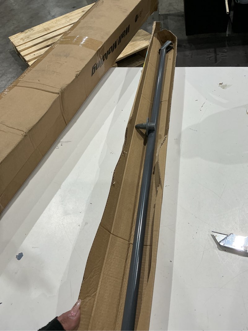 Condition photo showing As Is for household essentials outdoor telescoping clothesline prop in steel pole with threading eyelet and stake mount, silver