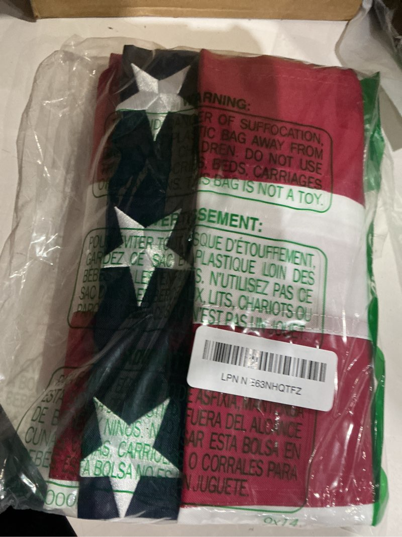 Condition photo showing Good Condition for american flag 3x5 ft for outside, heavy duty polyester usa flag outdoor with embroidered stars, sewn stripes, us flag with brass grommets for indoor, outdoor, all weather 3x5ft