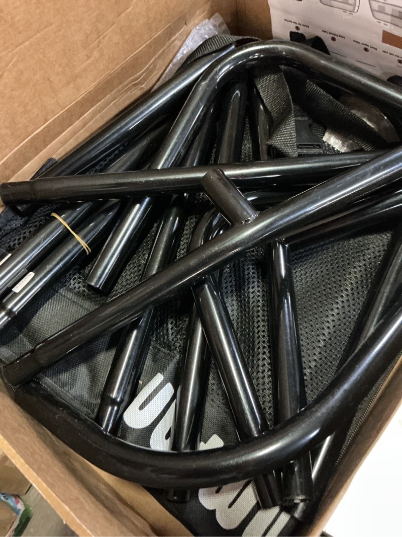 Condition photo showing As Is for dog barrier for car back seat & cargo area with wider coverage, universal fit for cars, suvs & sedans, dog car gate divider with chew-proof transparent net and sturdy metal frame for backseat & trunk medium?family car /small & medium suv?
