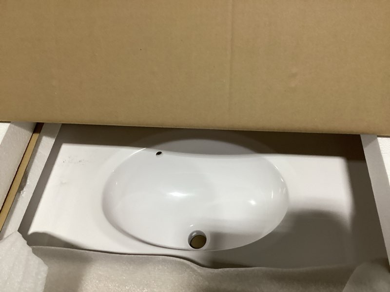 Condition photo showing Good Condition for design house 31 in. cultured marble vanity top in solid white with basin