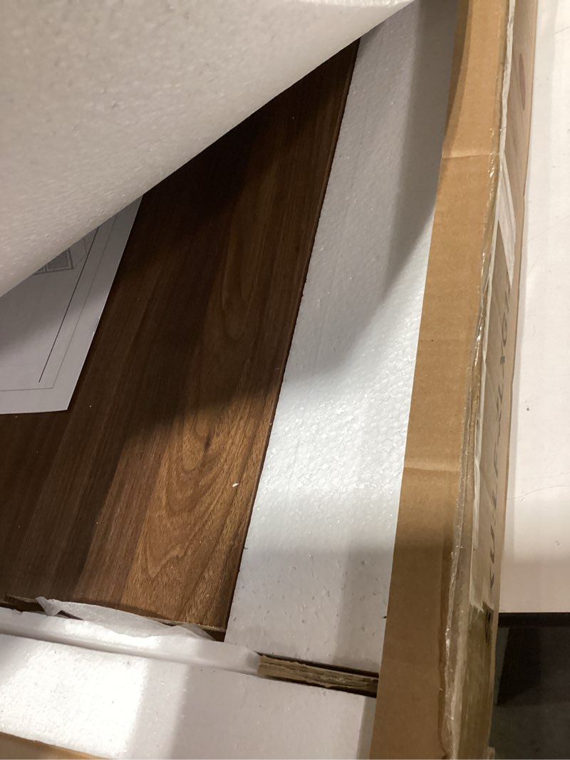 Condition photo showing item condition for Shoe Cabinet with 2 Flip Slatted Drawers, Farmhouse Slim Shoe Organizer Rack with Golden Handles, Freestanding Hidden Entryway Storage for Hallway, Walnut Walnut 23.62“ W