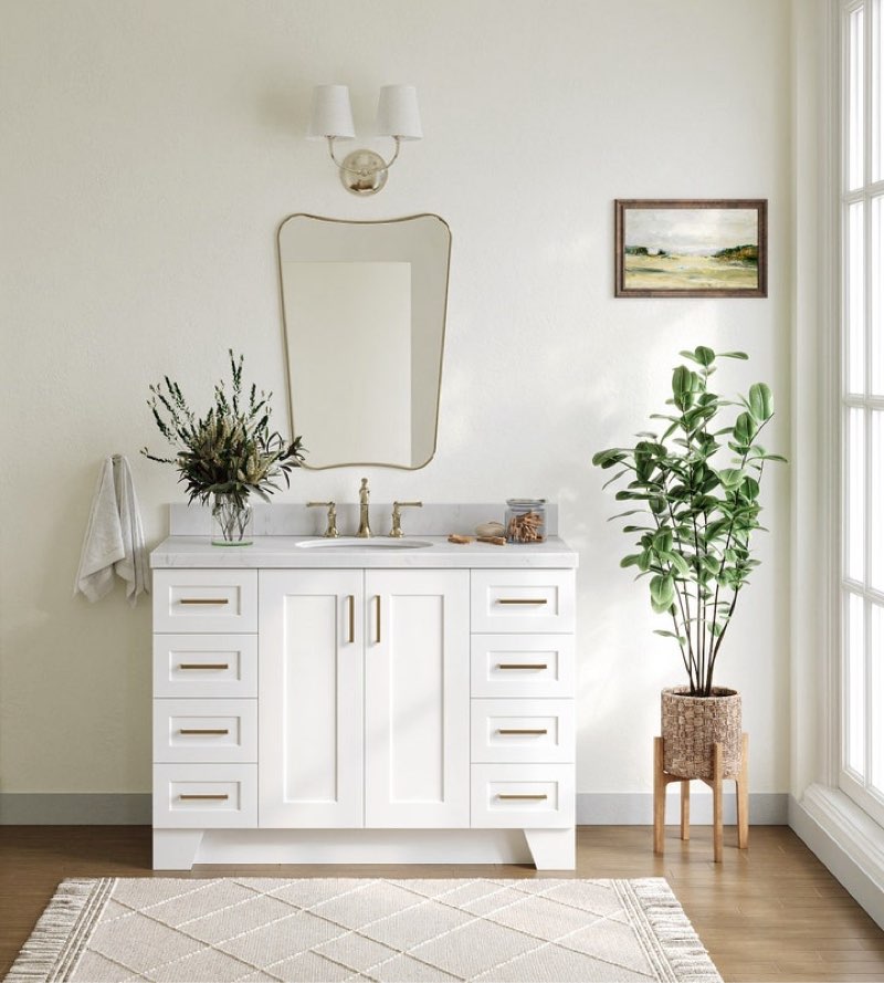 Ariel Taylor 48 In. Single Sink Base Cabinet In White