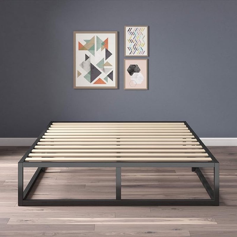 Zinus Joseph 10 Inch Metal Platforma Bed Frame/Mattress Foundation/Wood Slat Support/No Box Spring Needed/Sturdy Steel Structure, twin, Black