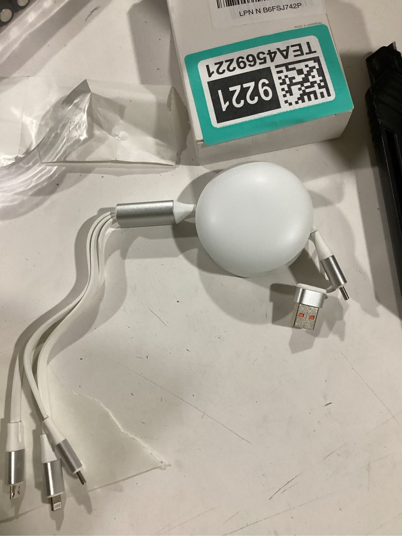 Condition photo showing New/Like New for cafele 100w multi charging cable, 6-in-1 retractable usb c/a cable, 5a fast charger cord for multiple devices with type c/l/micro ports for phone 17 16 15 14 pro max, s24/s23, mbook, pad (4.3ft) white