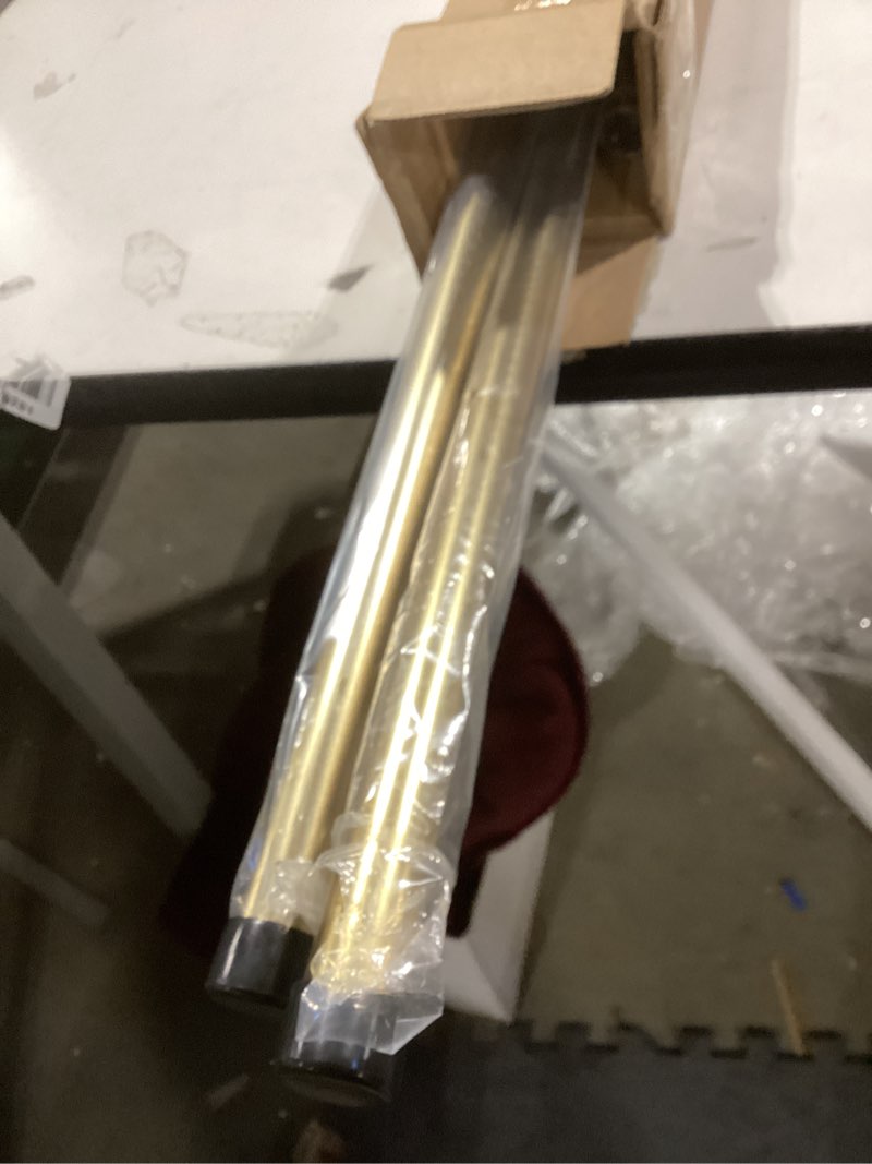 Condition photo showing Good Condition for Warm Gold Bay Window Curtain Rods with Aluminum End Cap Finials and Brackets,Adjustable 36-72 Inch Center Rod for windows (24-68’’), 20-36 Inch Side Rods for windows (16-32’’),1 Inch Diameter 20-36"&36-72"&20-36"(3 Sided) Warm Gold