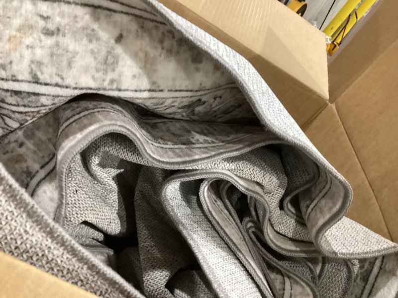 Condition photo showing Good Condition for Lessymo 8×10 Area Rugs Washable for Living Room, Soft Indoor Boho Rug Non Slip for Bedroom Kitchen Dining Room, Large Vintage Taupe Carpet Stain Resistant for Dorm Nursery Home Office, Grey/Brown Grey Brown 8' x 10' (Rectangular)