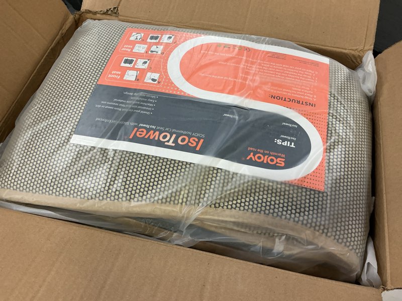 Condition photo showing Good Condition for Sojoy Full Set Car Seat Covers Universal Fit Car Seat Cover Front and Rear Bench Seat Cover with Headrest Easy to Install with Non-Slip Bottom (Tan)