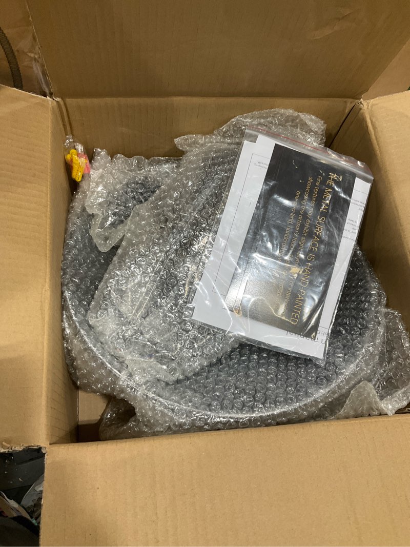 Condition photo showing Good Condition for fansimone 14.2 Inch Silver Black Farmhouse Pendant Light for Kitchen Island, Rustic Industrial Hanging Ceiling Light with Hand-Painted Finish, Modern Bar Lighting for Dining Room & Porch