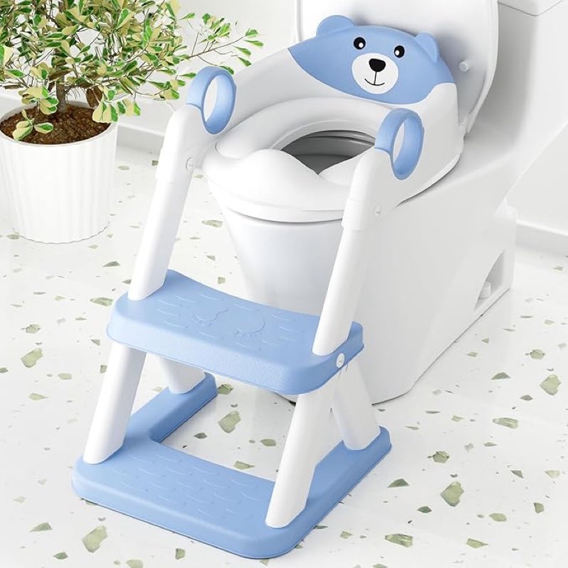 COOSEYA Toilet Seat, Potty Training Seat for Toddler, Upgraded 2-in-1 Potty Toilet Training for Boys and Girls,Waterproof Cushioned Mat with Non-slip Step Stool