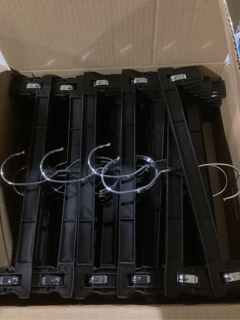 Condition photo showing Good Condition for Smartor Pants Hangers - 30 Pack, Black Clips Hangers with 360° Hooks, Shorts Hanger with Strong Clamps, Dress, Heavy Duty as Trousers, Skirt, Jeans, Towel and Bottom Clothes -12 Inch 30 Pack 12