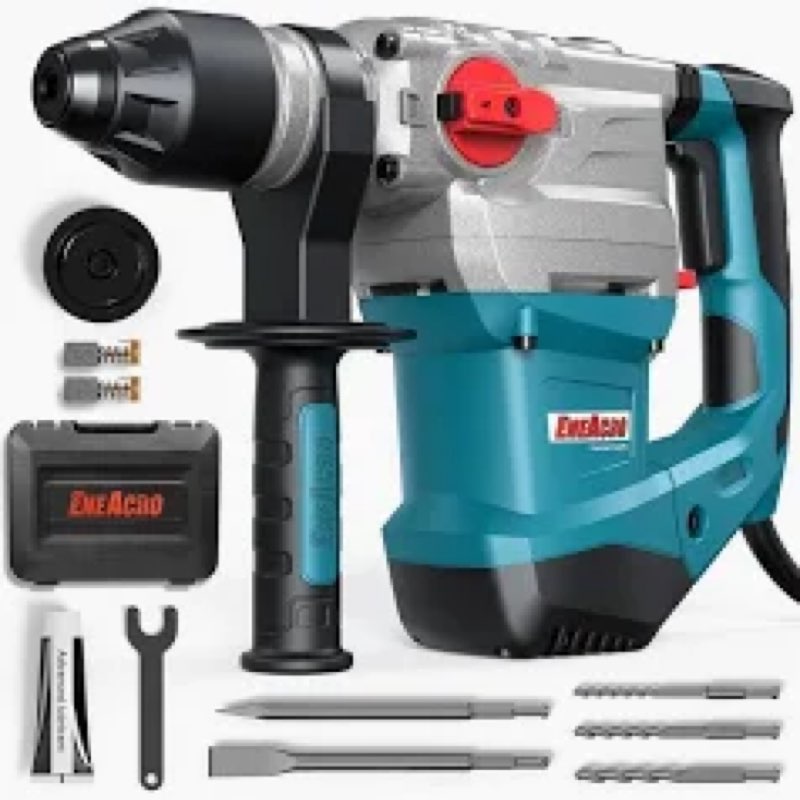 ENEACRO 1-1/4 Inch SDS-Plus 13 Amp Heavy Duty Rotary Hammer Drill, Safety Clutch 4 Functions with Vi