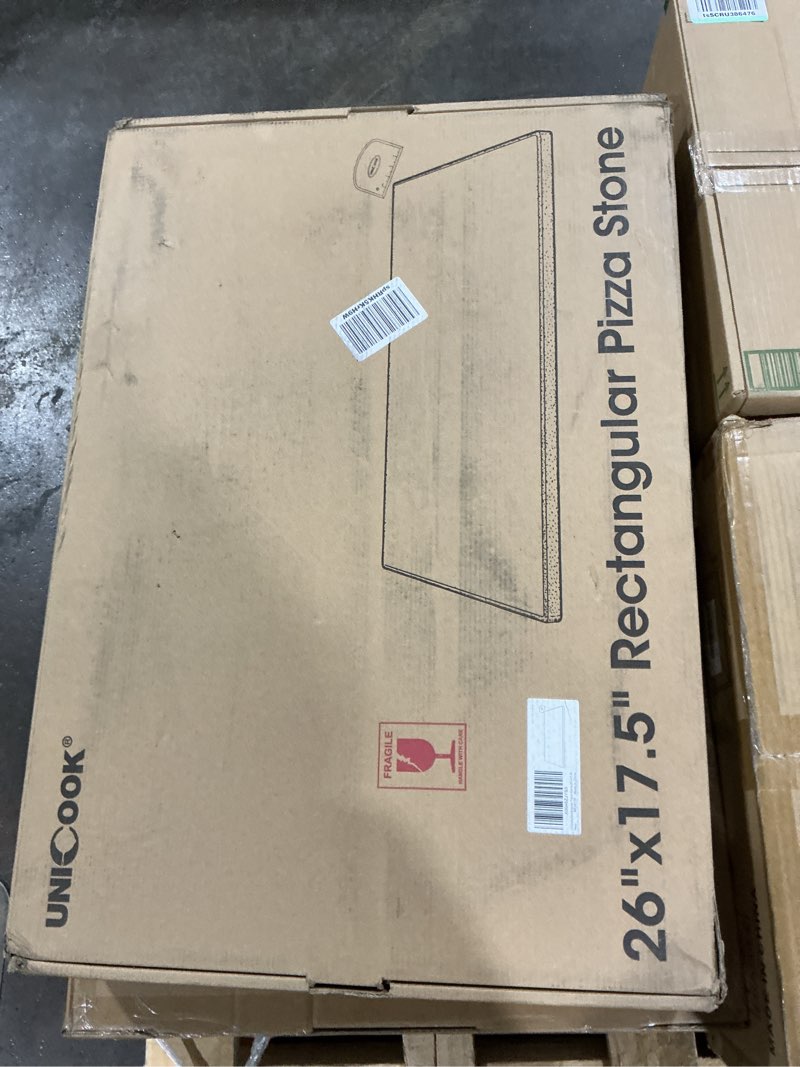 Condition photo showing Good Condition for Unicook 22 Inch Extra Large Pizza Stone for Oven and Grill, Rectangular Baking Stone 22" x 14" x 0.6", Thermal Shock Resistant, Ideal for Baking Several Crispy Pizzas Bread 22 x 14 Inch
