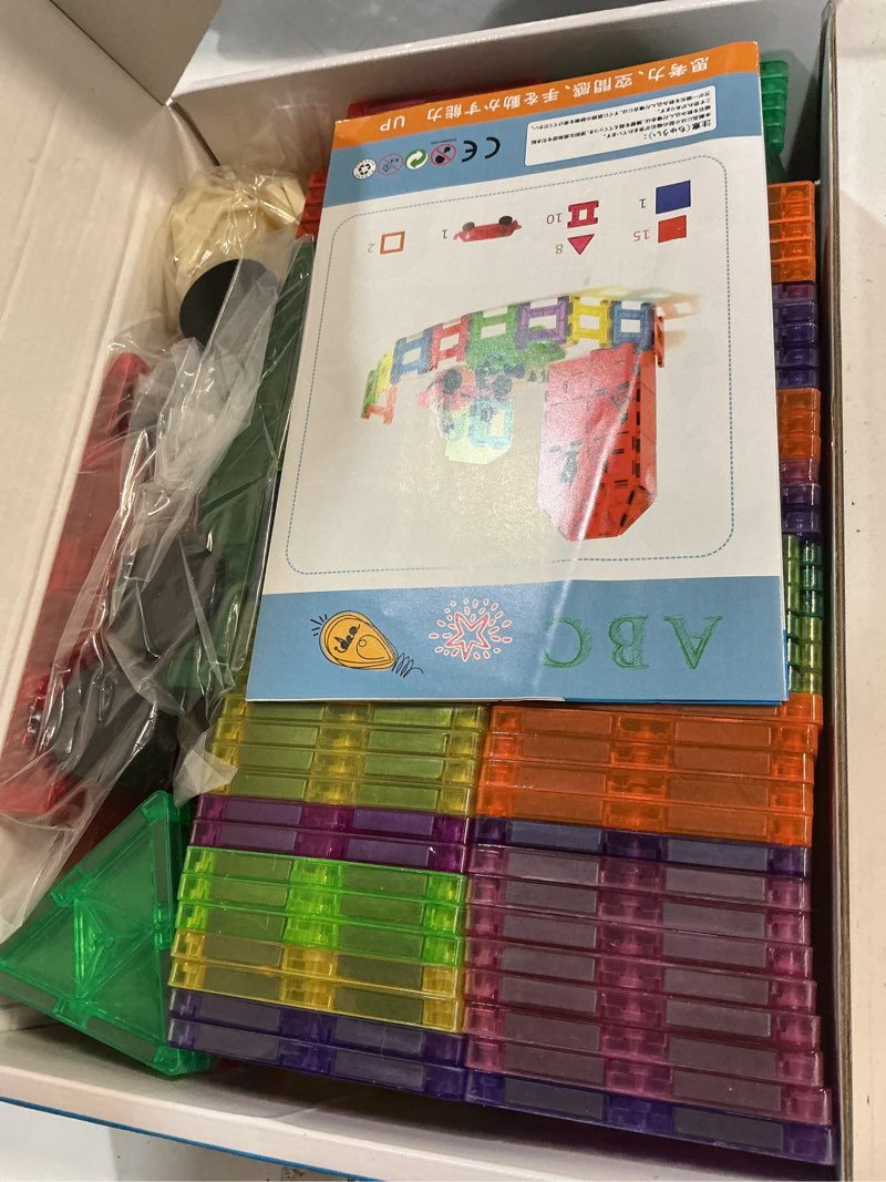 Condition photo showing New/Like New for Magnetic Tiles, 135PCS Magnetic Building Blocks with 2 Cars, Large Magnet Building Set,STEM Sensory Educational Toys Gift for Toddlers Kids Boys Girls.