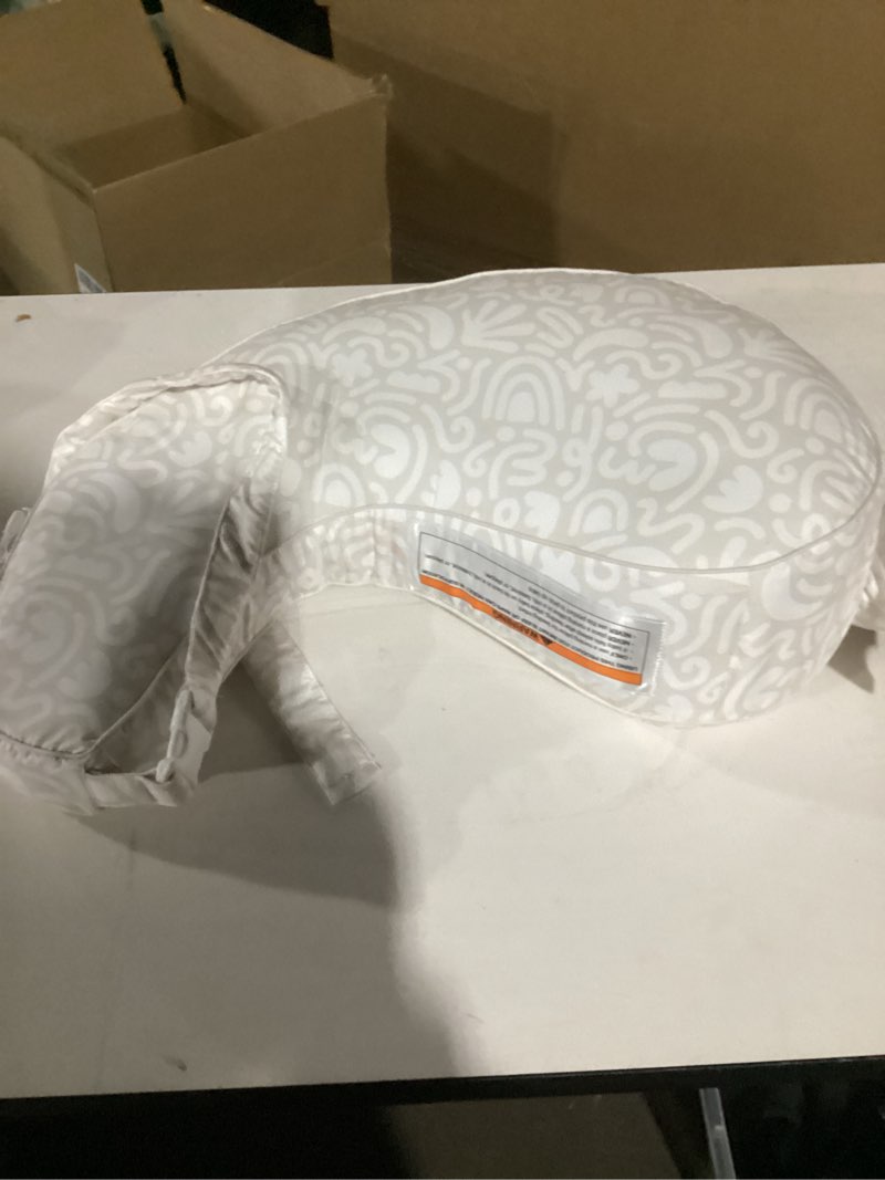 Condition photo showing Good Condition for Boppy Uplift Nursing Pillow - Wedge Bottle & Breastfeeding Pillow to Reduce Spit-Up and Reflux Symptoms, with Body-Inclusive Opening and Belt, Baby Safety Alliance Verified - Cream Retro Squiggles Pillow Cream Retro Squiggles