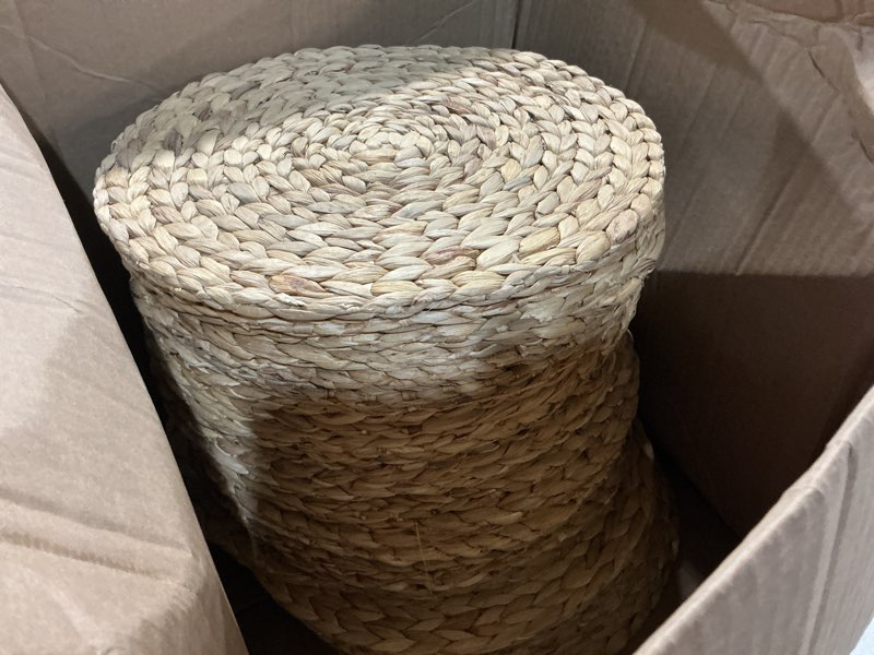 Condition photo showing Good Condition for tanlade 30 pcs 13.8 inches round placemats hand woven round woven placemats braided water hyacinth table mats for dinner charger plates rustic boho kitchen dining table decoration