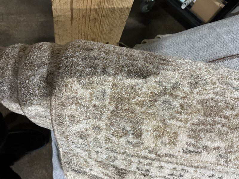 Condition photo showing As Is for similar to stock photo loloi runner rug 2' 6\" x 8' in gray and sage