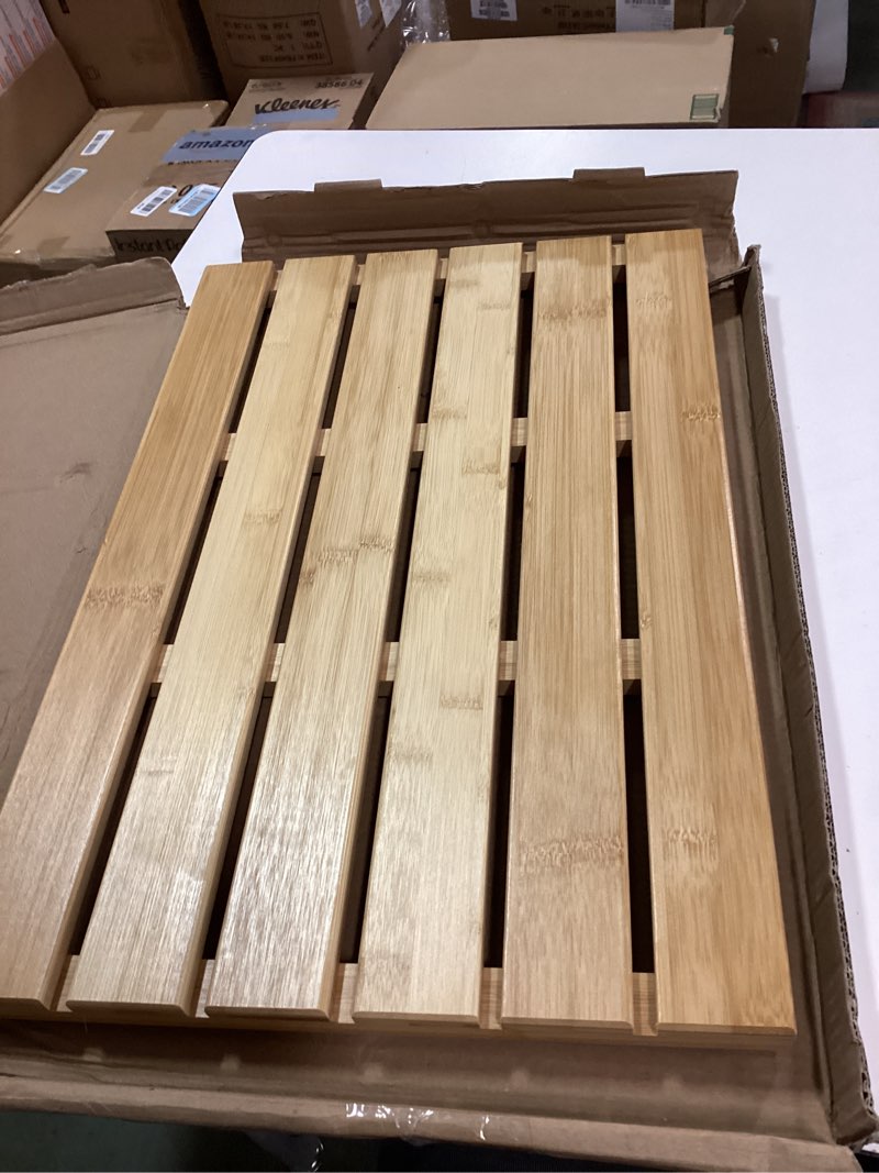 Condition photo showing Good Condition for Bath Mat for Luxury Shower - Non-Slip Bamboo Sturdy Water Proof Bathroom Carpet for Indoor or Outdoor Use