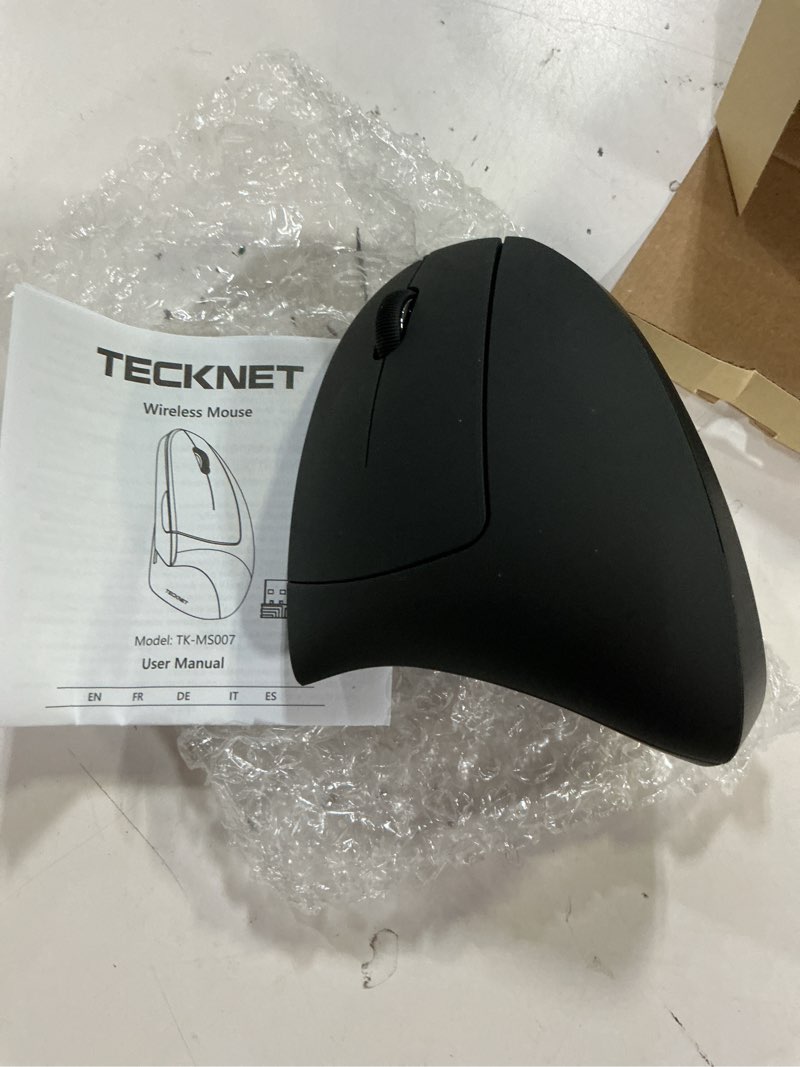 Condition photo showing Good Condition for tecknet ergonomic mouse, wireless bluetooth vertical mouse, 4800 dpi optical tracking, 6 adjustable dpi, quiet clicks, 2.4ghz with usb a receiver, 12 months battery, 6 buttons, wide compatibility black