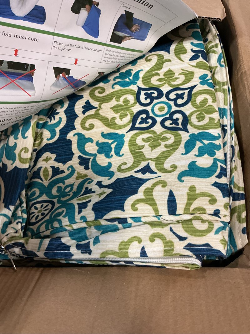 Condition photo showing New/Like New for 14pcs outdoor cushion covers replacement washable waterproof uv w/zipper for 6-seaters sofa patio slipcovers set seat and back covers only (morocco dream, 23.6x23.6inch) morocco dream 23.6x23.6inch