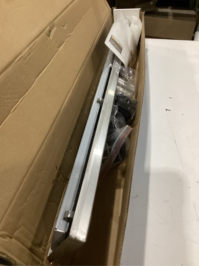 Condition photo showing As Is for sanitemodar linear shower drain, linear drain 28 inch with tile insert 2 in 1 panels, brushed 304 stainless steel shower floor drain,shower drain equipped adjustable feet and hair filters tile insert grate 28 inch
