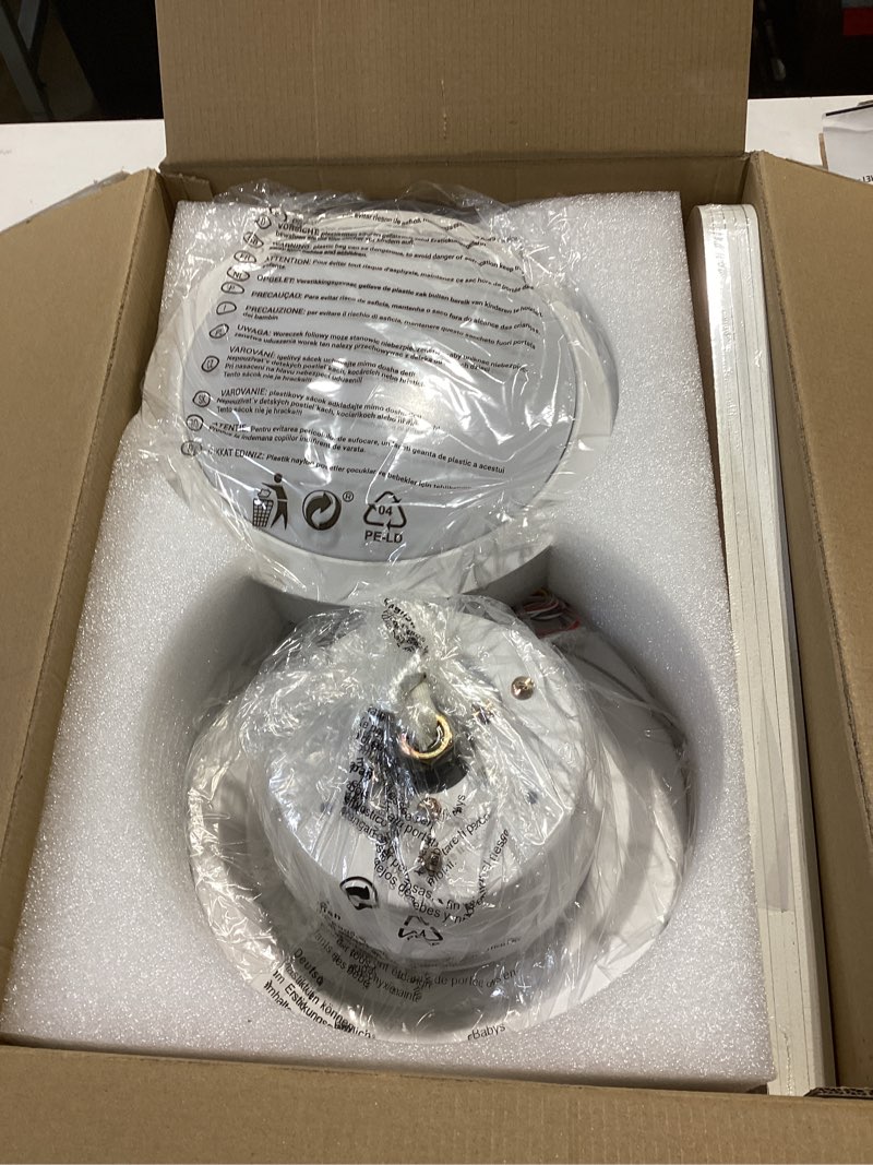 Condition photo showing Good Condition for hounberi 40" rgb ceiling fan with light and remote, white low profile flush mount smart fan with app control, quiet reversible dc motor, modern dimmable 5-blade for bedroom living room rgb-white 01 40 inch