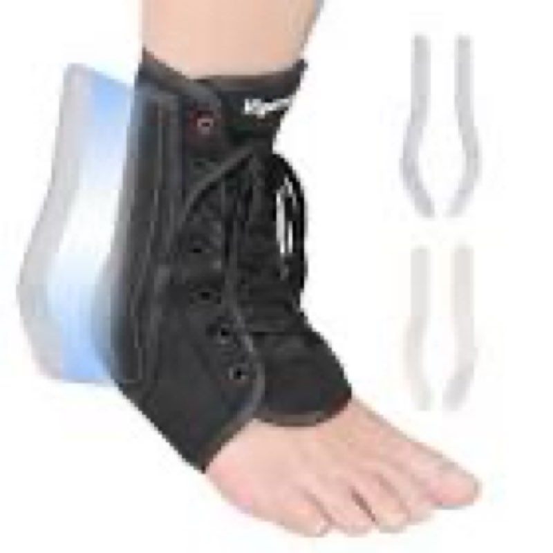 ankle brace for sprained ankle, lace up ankle brace with 1pair metal and plastic support bars, ankle stabilizer brace for men women, achilles tendon support brace for left right, s