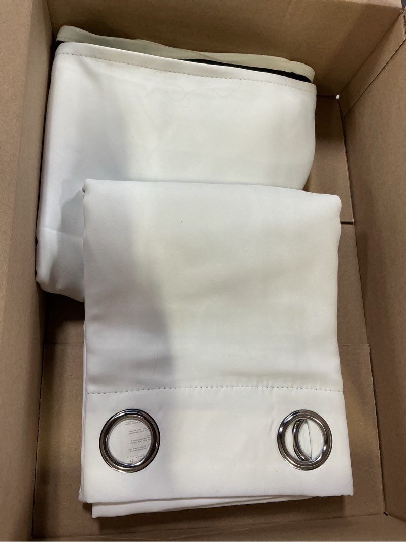 Condition photo showing Good Condition for nicetown 100% blackout window curtain panels, full light blocking drapes with black liner for nursery, 72-inch drop thermal insulated draperies (white, 2 pieces, 42-inch wide per panel) pure white 42"w x 72"l (pack of 2)
