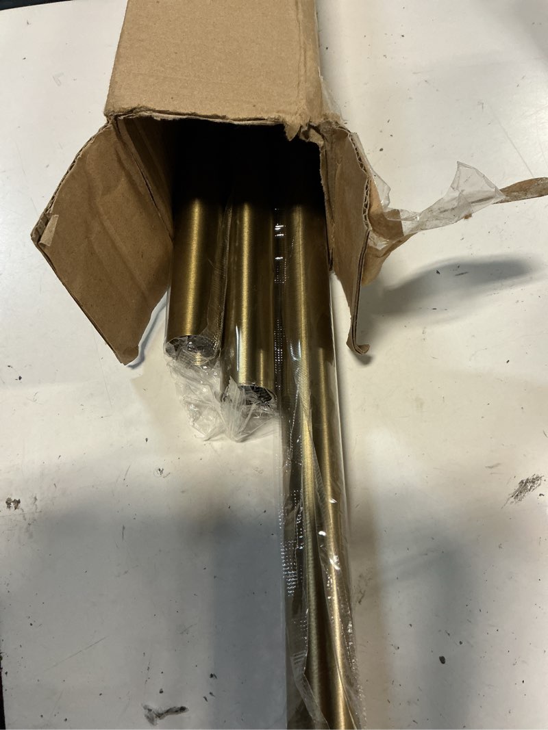 Condition photo showing As Is for warm gold curtain rods for windows small 28 to 48 inch 1" diameter short | adjustable heavy duty antique brass metal decorative with finials vintage brushed bronze for living room bedroom kitchen