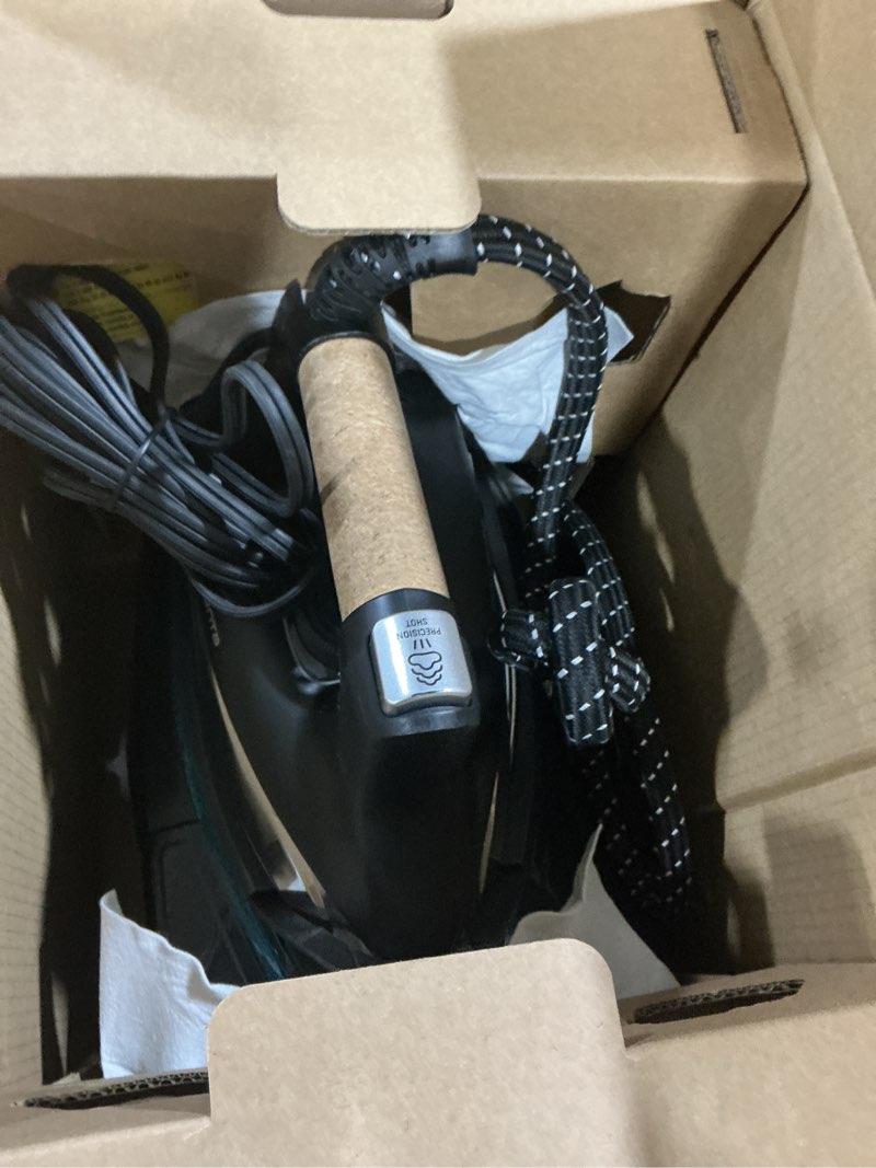 Condition photo showing Good Condition for Rowenta, Iron, Ultimate Steam Pro Stainless Steel Soleplate Professional Steam Station for Clothes, 1800 Watts, 1.3L Removable Tank, Boiler Technology, Fast Heat Up, Black Clothes Iron, DG8668 XL Steaming Sessions - Professional Results