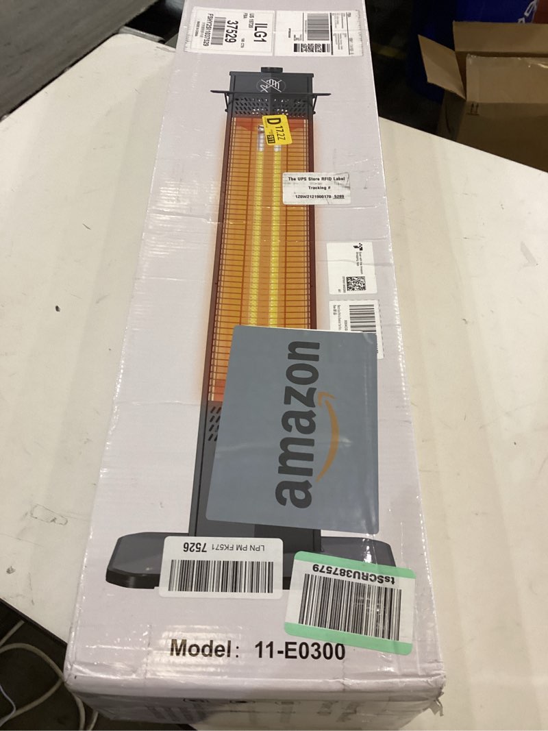 Condition photo showing New/Like New for Patio Heater for Outdoor Use,1500W Infrared, 36 in Portable Tower Heater, 3 Levels, IPX5 Waterproof, Tip-Over&Overheat Protection for Garage, Indoor, Large Room, Backyard, Home Dark Black