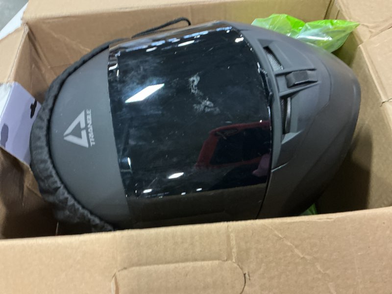 Condition photo showing As Is for TRIANGLE Motorcycle Helmets Full Face Motorcycle Helmet for Men & Women with Tinted and Clear Visor Meet Dot Approved Medium Matte Black