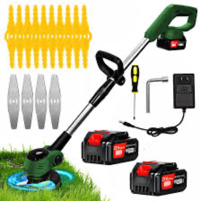 Cordless Weed Wacker Battery Powered Electric Weed Eater with 21V 4.0Ah Battery, 2-in-1 Lightweight 