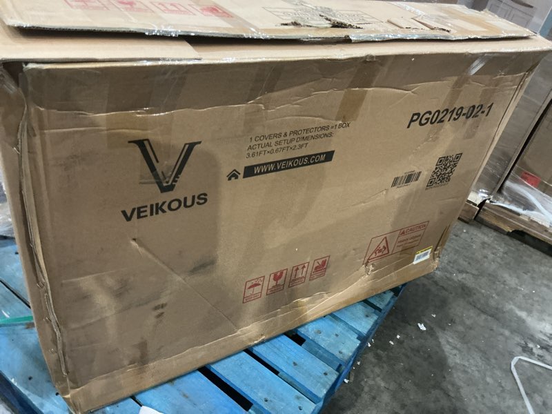 Condition photo showing As Is for veikous 43 in. w metal outdoor tv enclosure cabinet, patio tv furniture cover with anti-theft lock and tv mount