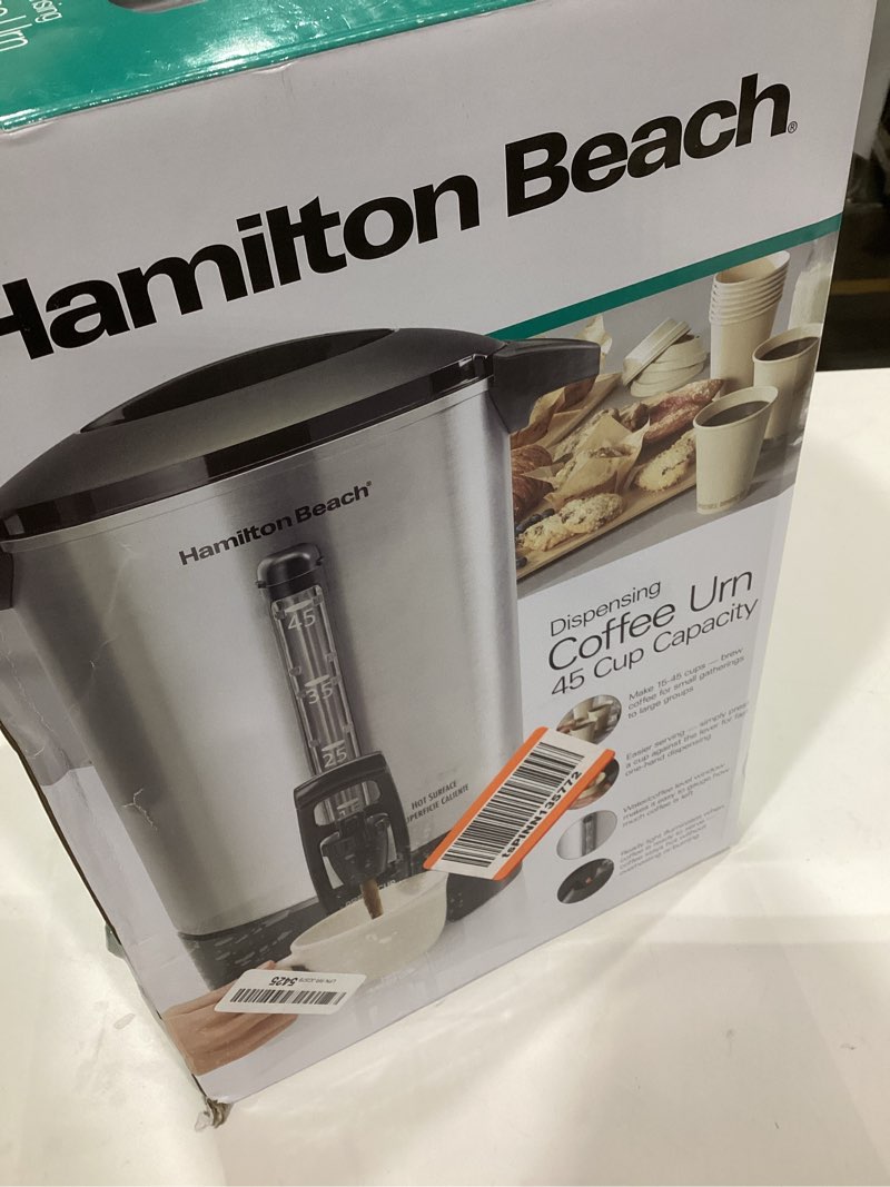 Condition photo showing As Is for Hamilton Beach 45 Cup Coffee Urn and Hot Beverage Dispenser, Silver (40519)