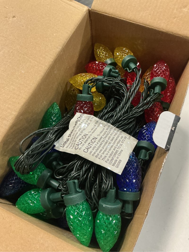 Condition photo showing Good Condition for awq 100led 81 ft c9 christmas string lights plug in fairy twinkle string lights 8 modes timer function waterproof extendable for indoor outdoor wedding party christmas decoration (100, multicolor) 100 multicolor