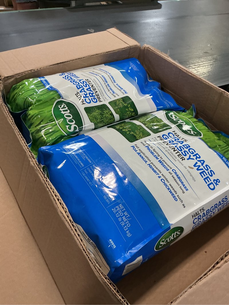 Condition photo showing Good Condition for scotts halts crabgrass & grassy weed preventer - pre-emergent weed killer for lawns, for up to 5,000 sq. ft. of lawn care, 10.06 lb.