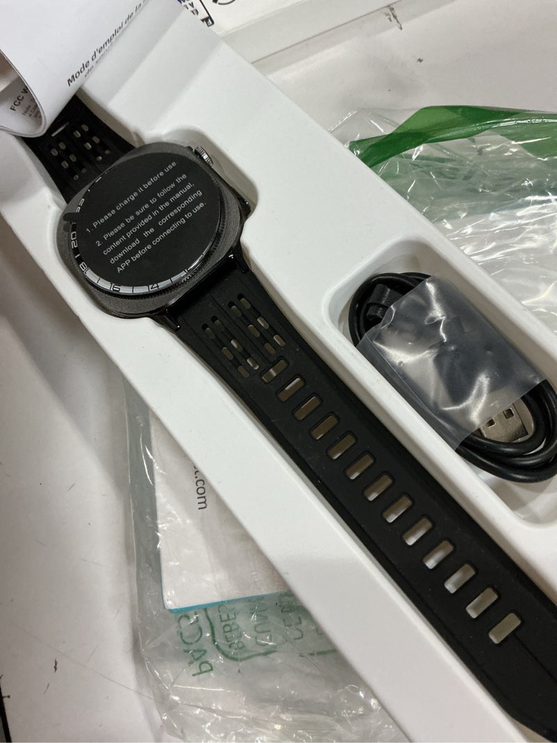 Condition photo showing New/Like New for 2026 smart watch (answer/make call), 1.43" 3d-amoled smartwatch for men women, 130+ sports fitness watch, heart rate/sleep monitor, 60 days flashlight, ip68 waterproof activity tracker android ios a-black pro