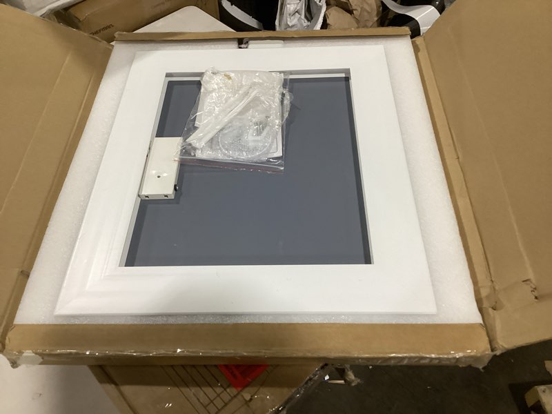 Condition photo showing As Is for FENNIO Vanity Mirror with Lights?20"x23" Lighted Makeup Mirror, Large Makeup Mirror with Lights, Touch Sensor with Dimmable 3 Modes? Square White White 20"L x 22"W