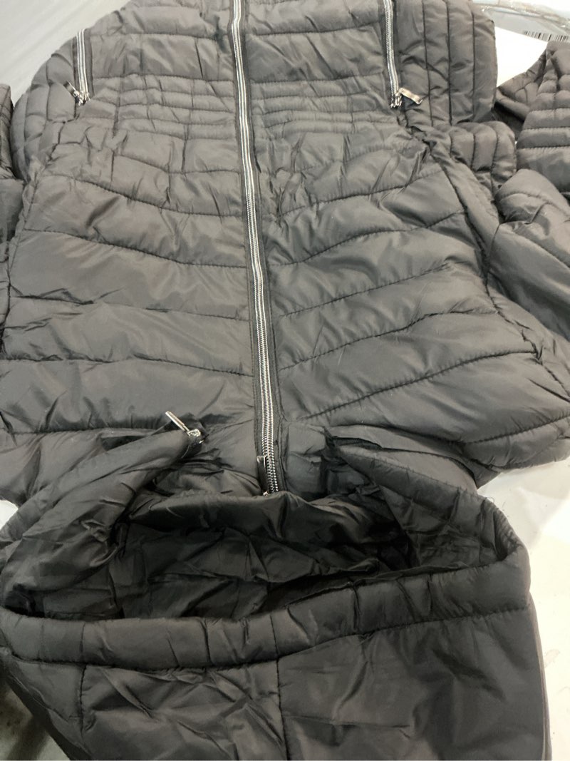 Condition photo showing Good Condition for (size:l)women's lightweight puffer jacket hooded short packable down jacket winter coats for women, black l