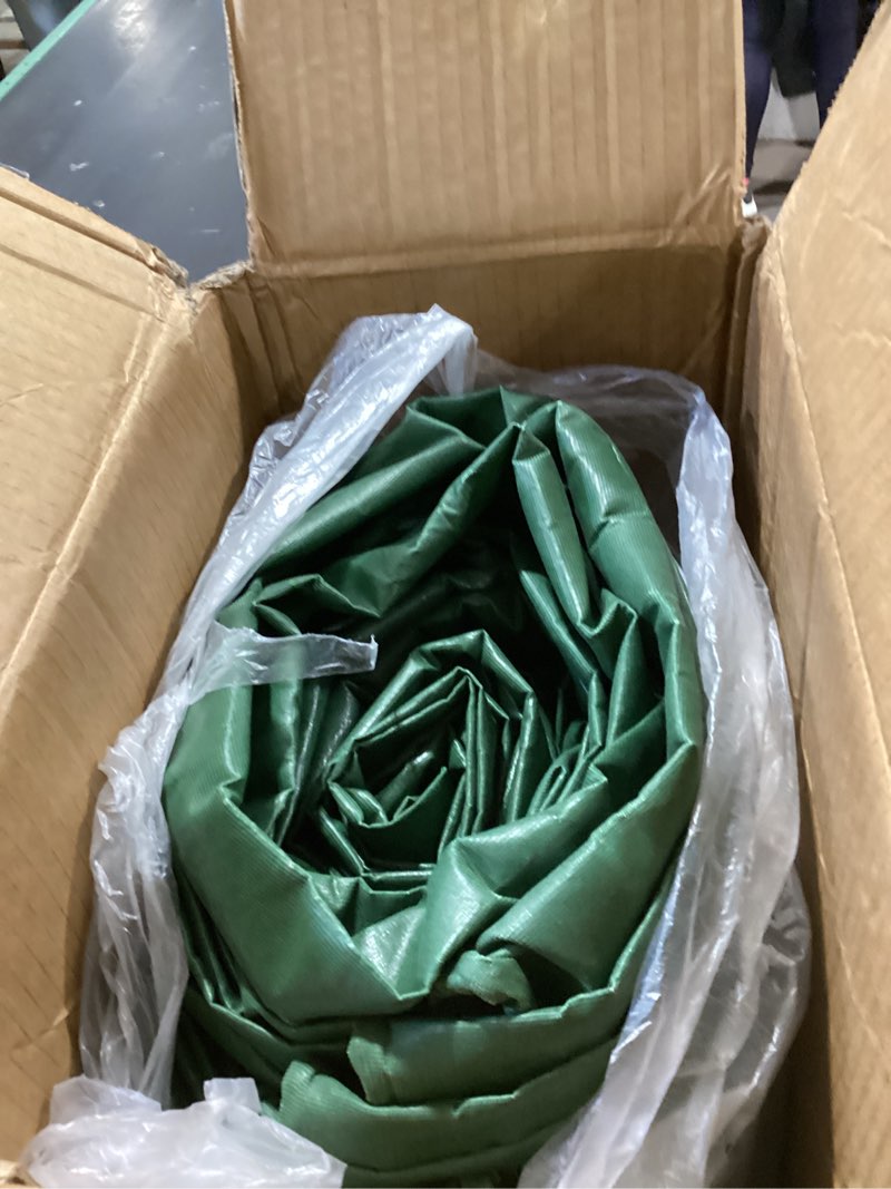 Condition photo showing Good Condition for 22 mil heavy duty vinyl tarp, 20x20 ft fully waterproof reversible poly tarp with metal grommets, all-weather fade resistant outdoor cover for equipment, truck, roof & woodpile,garden plants 20' x 20' dark green