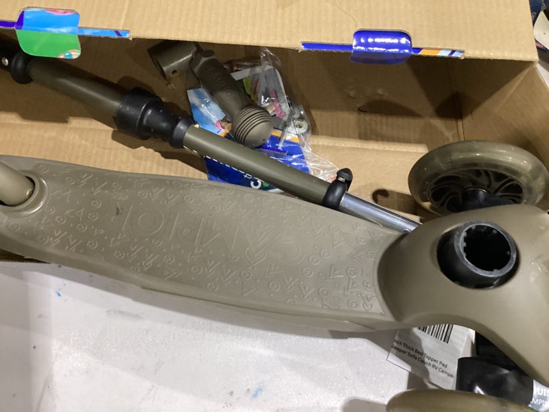 Condition photo showing Good Condition for neon green mini 3 wheel scooter for kids – lean-to-steer kick scooter with led light-up wheels, adjustable handlebar, wide anti-slip deck, smooth wheels, rear foot brake – toddler scooter for ages 2+
